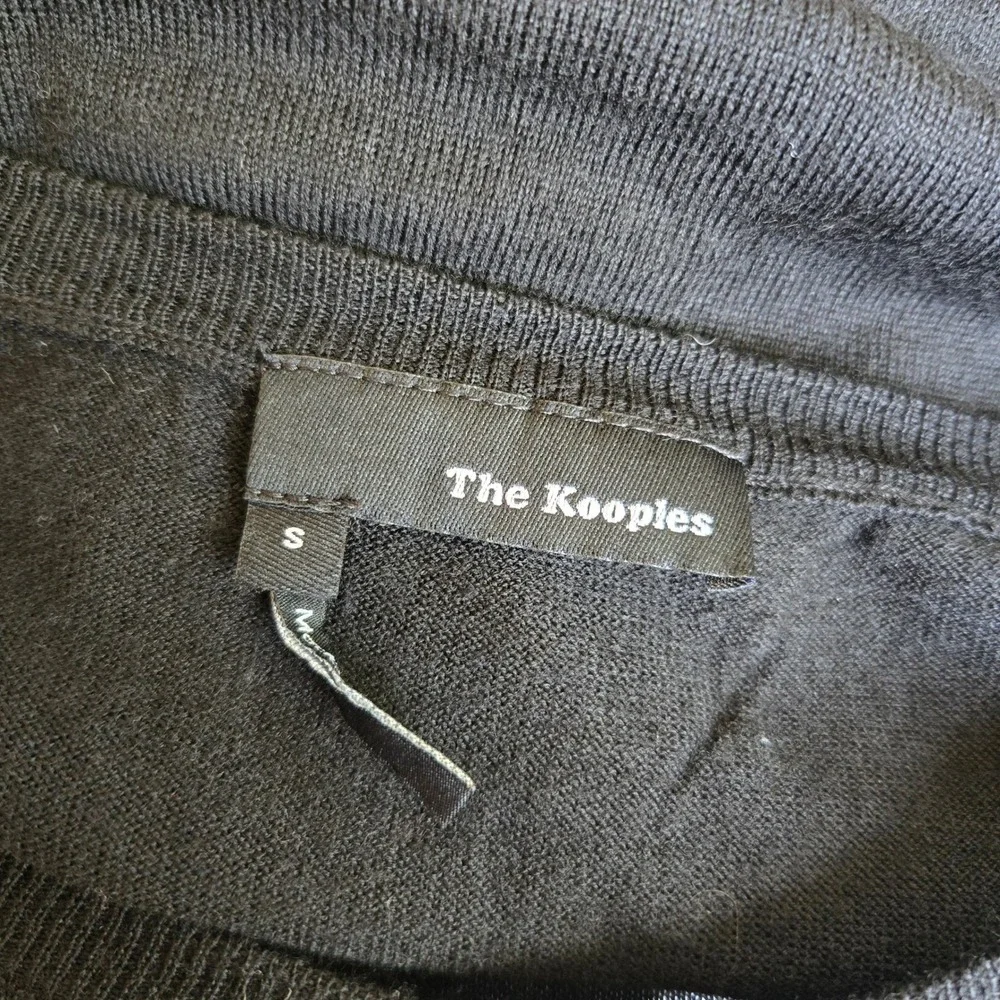 The Kooples Black Merino Wool V Neck Sweater with‎ Leather Pocket - Small